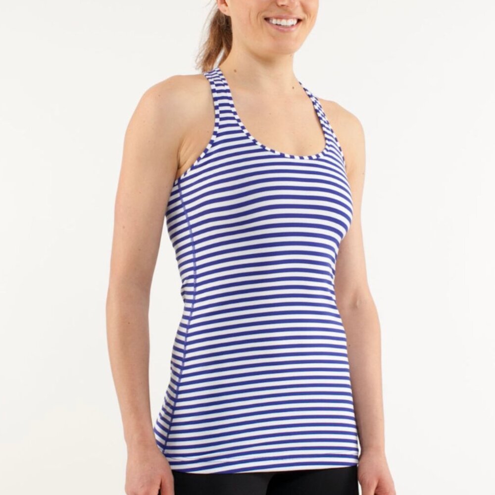 Lululemon Cool Racerback Women's Size 6 Pink/Blue Stripe Tank